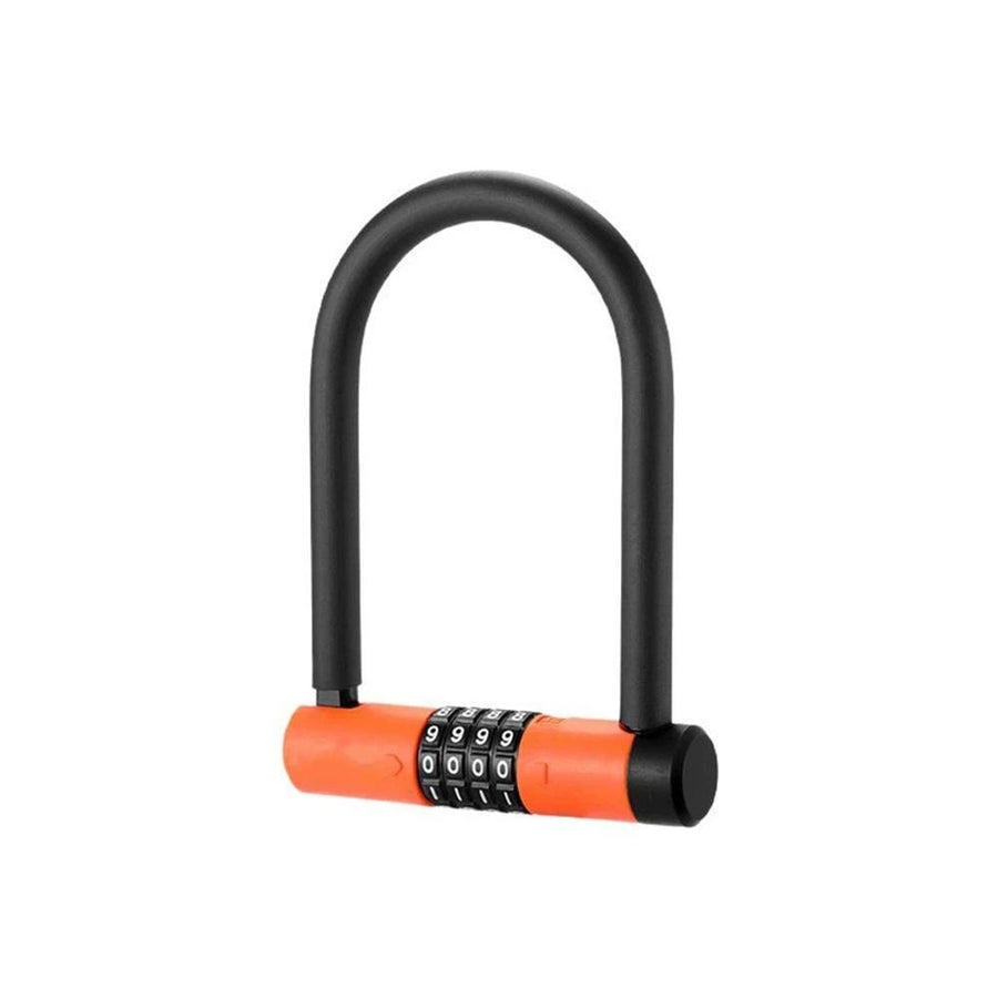 Combo Bike U-Lock Standard, Anti-Theft Security Bicycle Lock, Shackle, 4-Digit Resettable Combination U Lock for Scooter Road Mountain Bikes