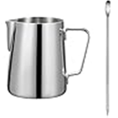 Milk Frothing Pitcher, Thicker Version 350ml 12oz Steaming Pitchers Stainless Steel Milk Coffee Cappuccino Latte Art Barista Steam Pitchers Milk Jug Cup with Decorating Pen