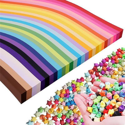 Origami Stars Papers 1350 Sheets Double Sided Origami Stars Paper Solid Lucky Star Origami Strips for Make Wishing Stars DIY Hand Art Crafts Supplies Lucky Star Decoration (27 Color)
