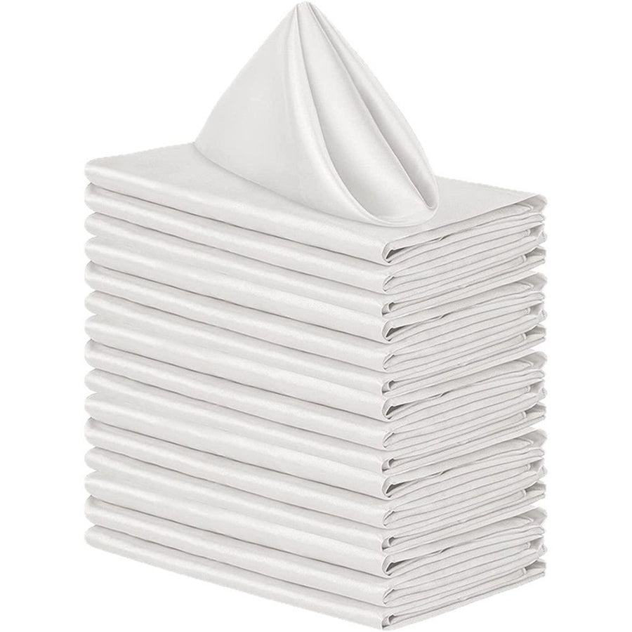 24 Pack, White Cloth Napkins 17x17 Inches, Polyester Hemmed Edges, Washable and Reusable Ideal for Parties, Weddings and Dinners