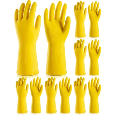 6 Pairs Rubber Cleaning Gloves,Reusable Dishwashing Gloves,Household Dish Gloves for Washing,Cleaning,Kitchen,Painting, Gardening, Pet Care,Extra Thickness,Non-Slip,11.8"