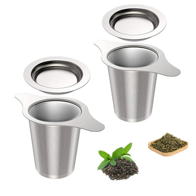 Extra Fine 18/8 Stainless Steel Tea Infuser Mesh Strainer with Perfect Size Double Handles for Hanging on Teapots, Mugs, Cups to Steep Loose Leaf Tea and Coffee (2 Pack), Only Mesh Coffee Filter