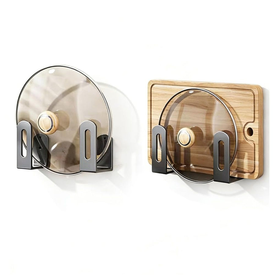 Kitchen Pot Lid Storage Rac, Multifunctional Pan Lid Holder Organizer Pot Lid Rack for Cabinet and Countertop Space-Saving Countertop Organizer Set includes 2 mounting