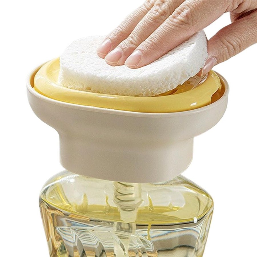 Dish Liquid Dispenser - Dish Soap Dispenser with Sponge Holder,Quick Draining Tray Dishwashing Solution for Dorm Home Apartment RV Sponge Scrubber Dishcloth（2 of them）