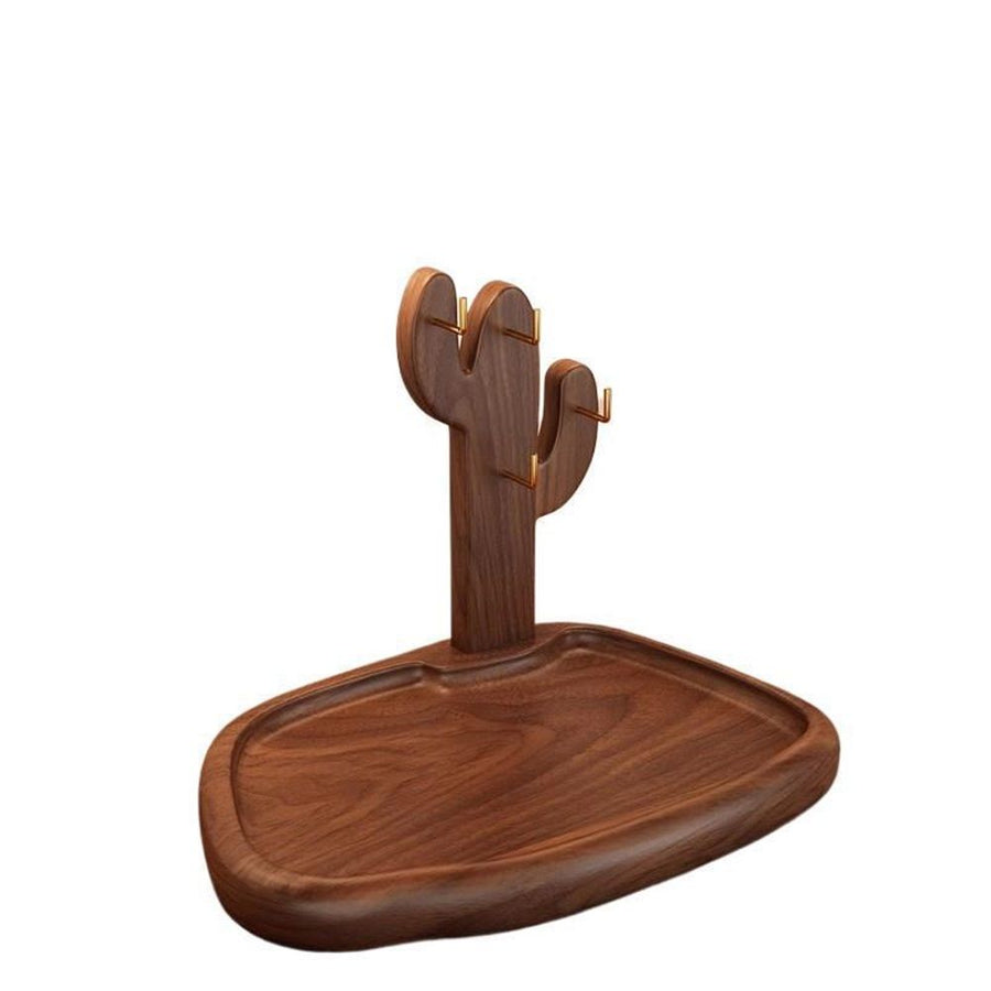 Entryway Key Holder, Wooden Key Dish with Hooks Rustic Style Jewelry Dish Table Top Organizer for Keys Jewelry Glasses Watches Vanity Storage