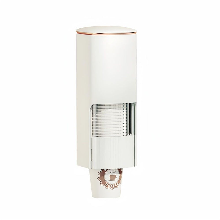Cup Dispenser, Holds 40 Cups, for 5-7.3cm Mouth Diameter Cups Only, Wall Mount Paper Cup Holder with Dust Cover for Bathroom, Kitchen, Office (White)