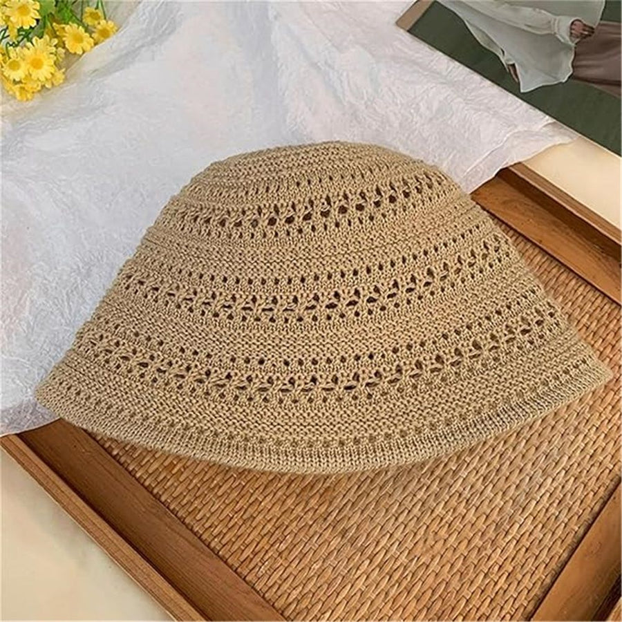 Womens Summer Crochet Slouchy UV Protection Sun Hat Handmade Knitted Floral Boho Fishing Hat Foldable Travel Beach Hat