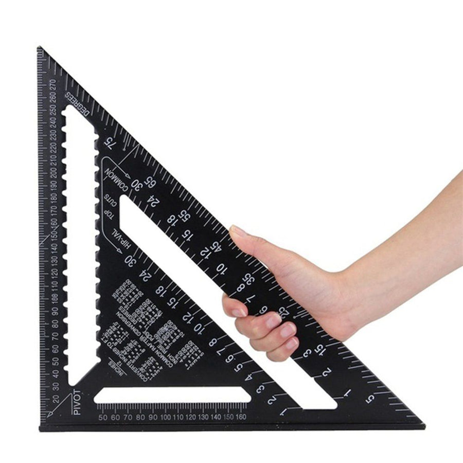 Triangle 12 Inch Aluminum Black Oxide Finish Woodworking Measuring Layout Tool
