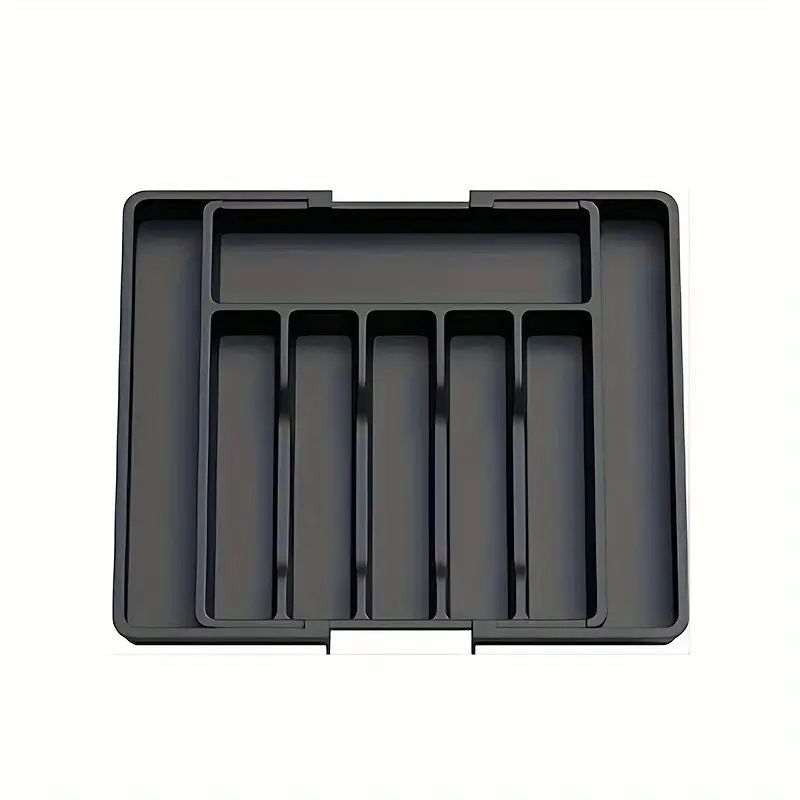 Extra Large Expandable Silverware Organizer, BPA-Free Food-Safe Cutlery Flatware Organizer, Kitchen Utensil Drawer Organizer, Adjustable Silverware Holder for Spoons Forks Knives, Black