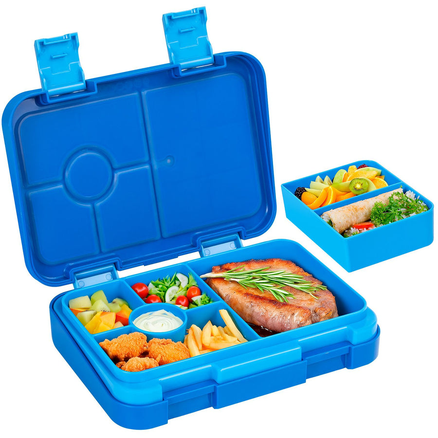 6-Compartment Leak-Proof Lunch Box - Ideal Portion Sizes for Ages 3 to 7 - Durable, Drop-Proof, Dishwasher Safe, Made with Food-Safe Materials (Blue)Only lunch boxes