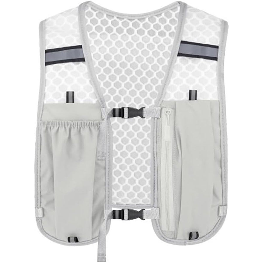 Running Vest Hydration Backpack for Men Women, Lightweight Breathable Hydration Packs, Adjustable Chest Straps Daypack, Reflective Water Running Vest for Trail, Marathon, Hiking, Cycling（gray）