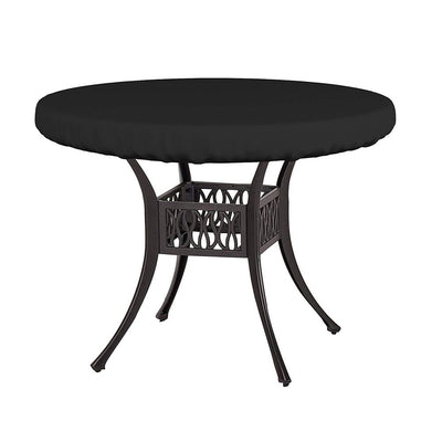 Round Oxford cloth Tablecloth, Waterproof Elastic Fitted Table Covers, Wipeable Backed Table Cloths for Picnic, Camping, Outdoor - Black（137*10cm,Only tablecloth）
