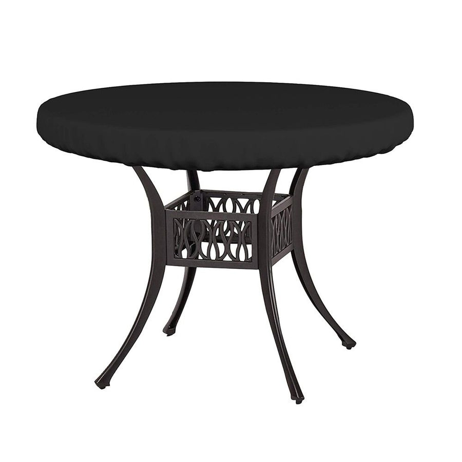 Round Oxford cloth Tablecloth, Waterproof Elastic Fitted Table Covers, Wipeable Backed Table Cloths for Picnic, Camping, Outdoor - Black（137*10cm,Only tablecloth）