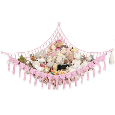 Extra Large Stuffed Animal Storage Hammock Corner – Hanging Toy Net for Small or Large Plushies, Plush Net, Pink（Only mesh bag）
