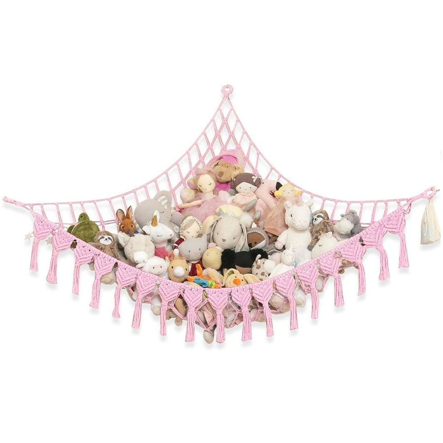 Extra Large Stuffed Animal Storage Hammock Corner – Hanging Toy Net for Small or Large Plushies, Plush Net, Pink（Only mesh bag）