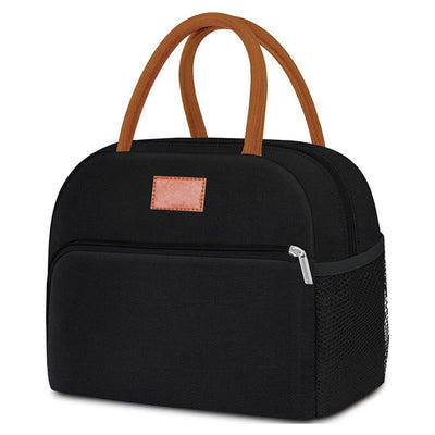 Insulated Lunch Bag for Women Men Adults Lunch Tote with Front Pocket Lunch Box Container Cooler Bag for Work Picnic (Black)