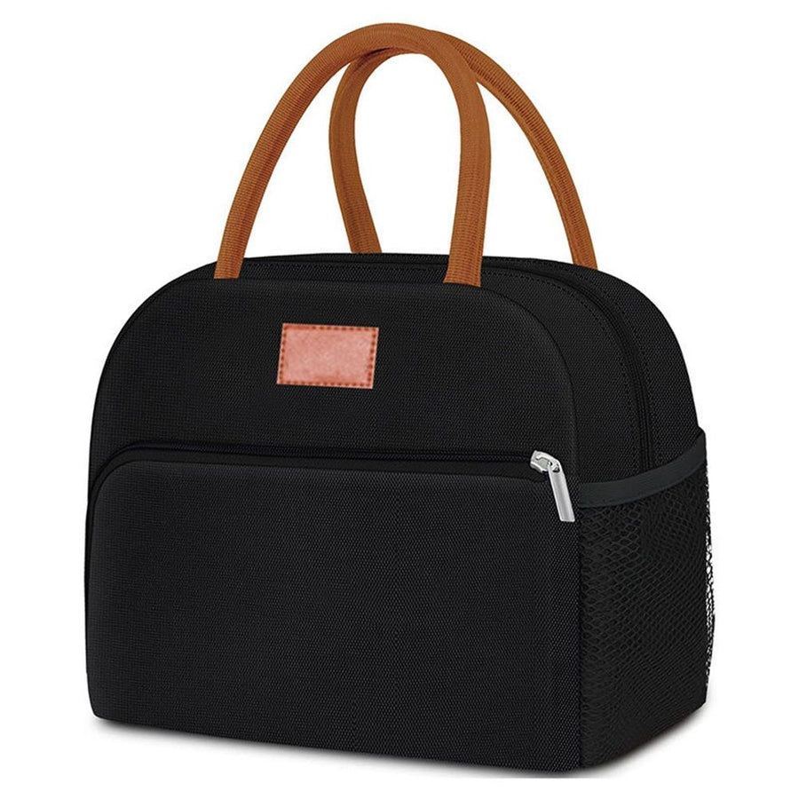 Insulated Lunch Bag for Women Men Adults Lunch Tote with Front Pocket Lunch Box Container Cooler Bag for Work Picnic (Black)
