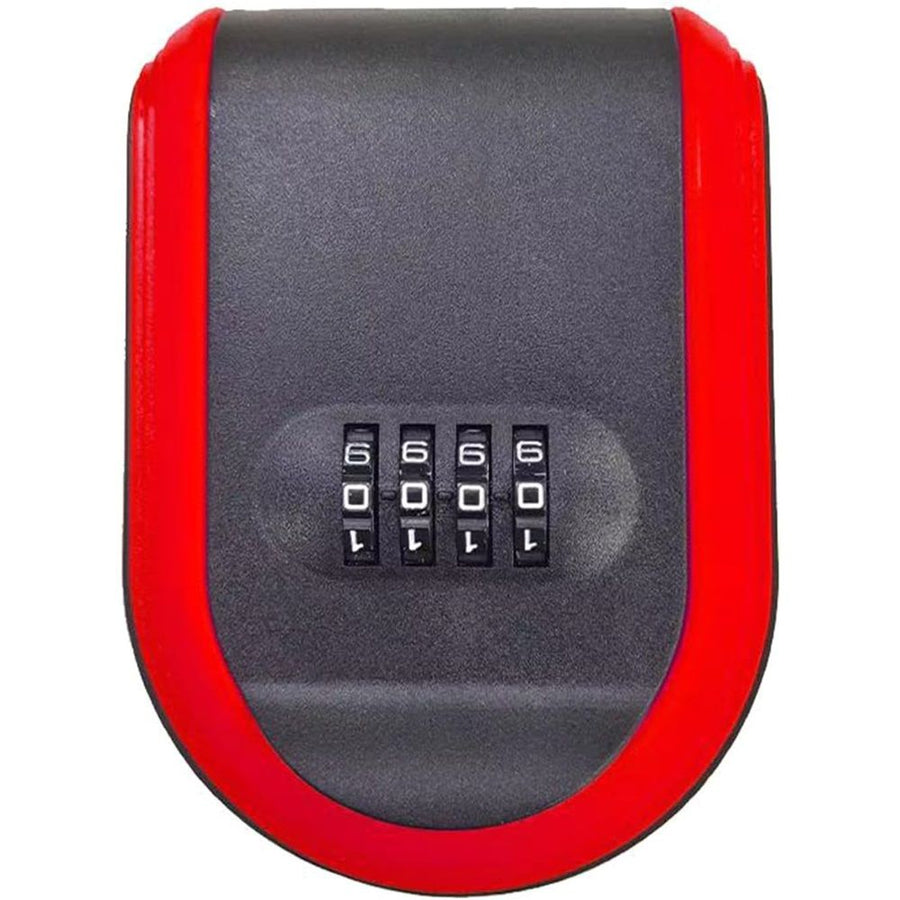 Wall Mount Key Lock Box with 4-Digit Combination Code - red Heavy-Duty Key Lock Holder, Weatherproof Outdoor Hide-a-Key Box for Home, Car, Office (Universal Fit)