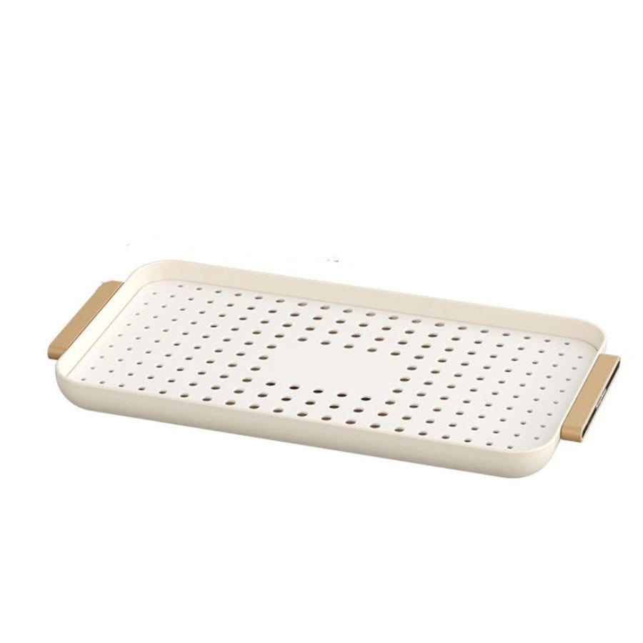 Slip Serving Tray with Handles- White Rectangle Server - Ideal for Eating, Breakfast Tray, Food Tray, Appetizer, Serving