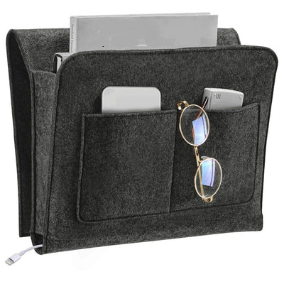Bedside Organizer for Dorm Room, Bunk Bed, Space-Saving Side Caddy for Remotes, Books, Tissues, Magazines, Dark Gray（Only storage bag）