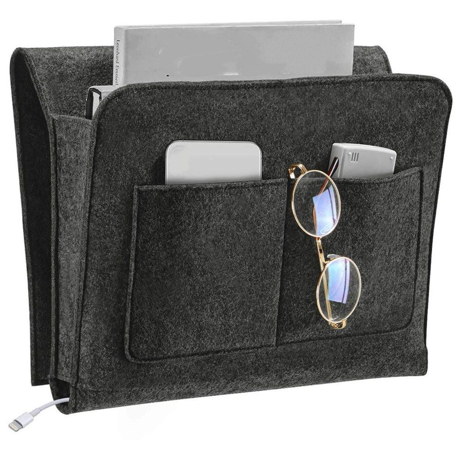 Bedside Organizer for Dorm Room, Bunk Bed, Space-Saving Side Caddy for Remotes, Books, Tissues, Magazines, Dark Gray（Only storage bag）
