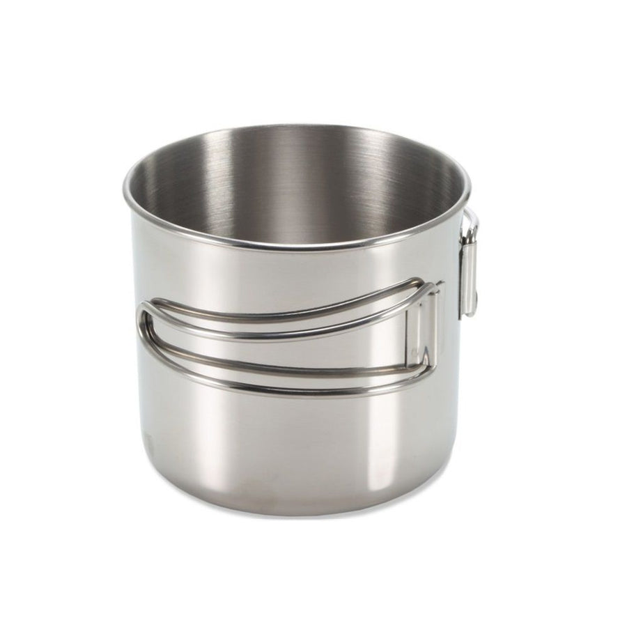 Camping Cup with Lid, 17oz Stainless Steel Water Cup with Lid and Foldable Handle Portable Backpacking Mugs Camping Pot Cookware for Outdoor Hiking Cooking(500ml)