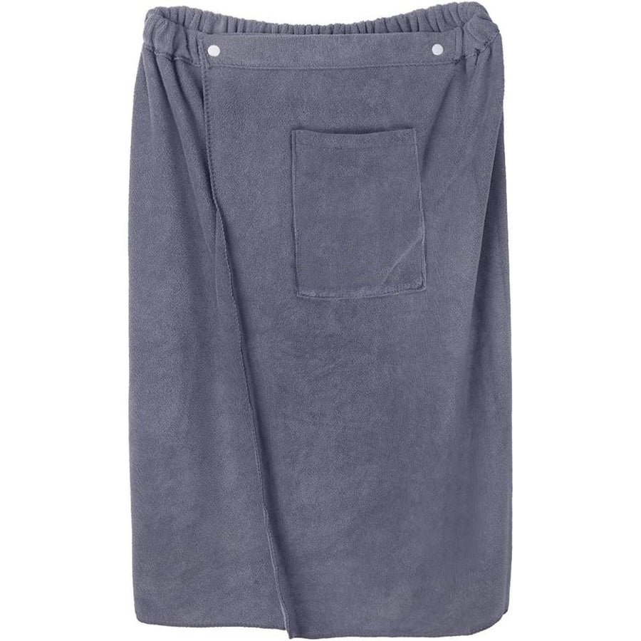 Gray Towel Selections Mens Shower Wrap Adjustable microfiber Terry Bath Gym Cover Up with Snaps,for Men, Can be Used in Spa, Shower, Bath and Gym
