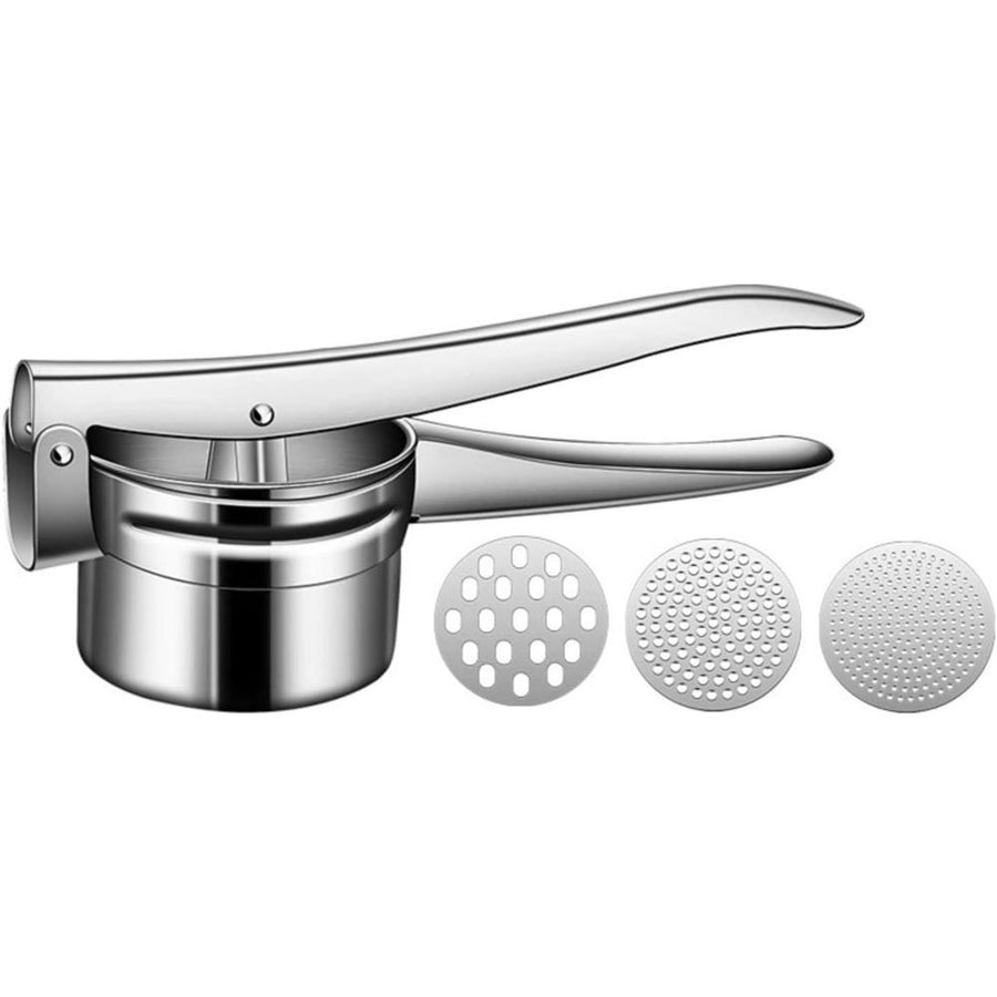 Potato Ricer Stainless Steel Masher, Large Capacity Potato Masher Kitchen Tool for Potatoes, Fruits, Vegetables and Baby Food, Juicer, Vegetable Strainer with 3 Interchangeable Discs