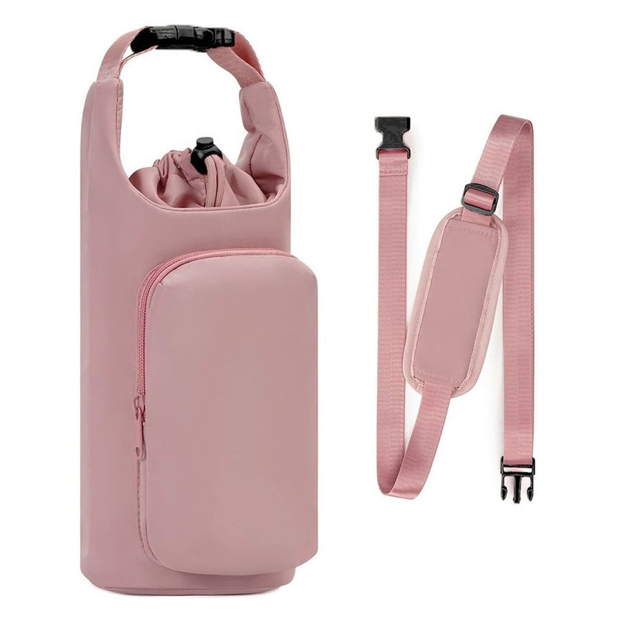 Water Bottle Carrier Bag with Phone Pocket Tumbler Insulated Water Bottle Holder with Adjustable Shoulder Strap Carrier Sling Bag (pink)