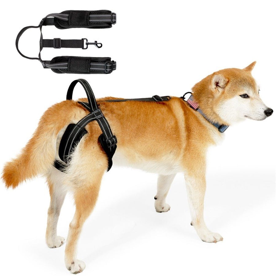 Pet Dog Support Harness Rear Lifting Harness for Back Legs Reflective Dog Sling Vet for Old Helps with Poor Stability Hind Legs, Joint Injuries Elderly Arthritis Rehab Black（L）