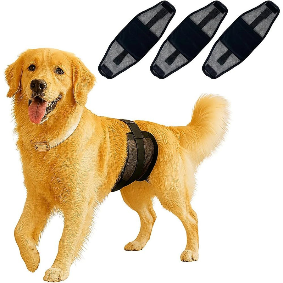 3-Pack Dog Diapers Male–Reusable & Washable Belly Bands for Dogs, Breathable Air-Mesh Fabric,for Doggie & Puppy in Incontinence or Excitable Urination and Training (Black, XL)