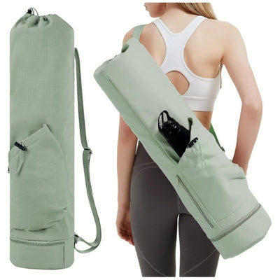 Yoga Mat Bag with Water Bottle Pocket and Bottom Wet Pocket, Exercise Yoga Mat Carrier Multi-Functional Storage Bag