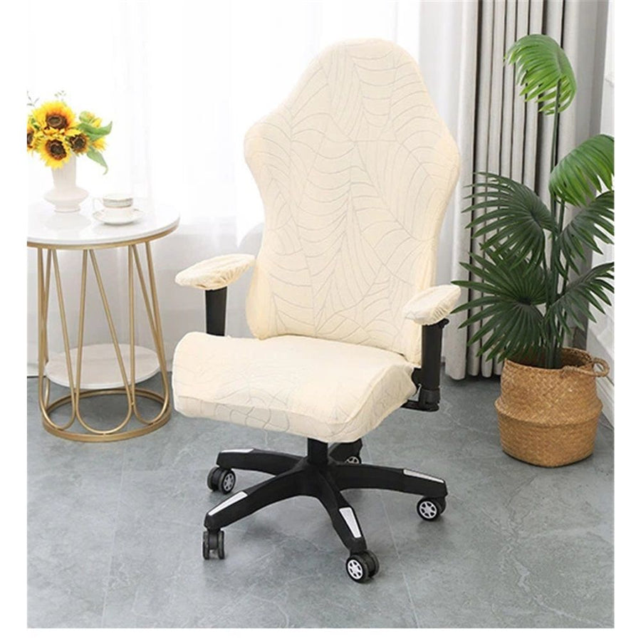 Gaming Chair Cover with Armrest Covers Water Repellent Jacquard Computer Game Chair Slipcover with Attached Arms Cat Scratch Proof Washable Removable（NO Chair）