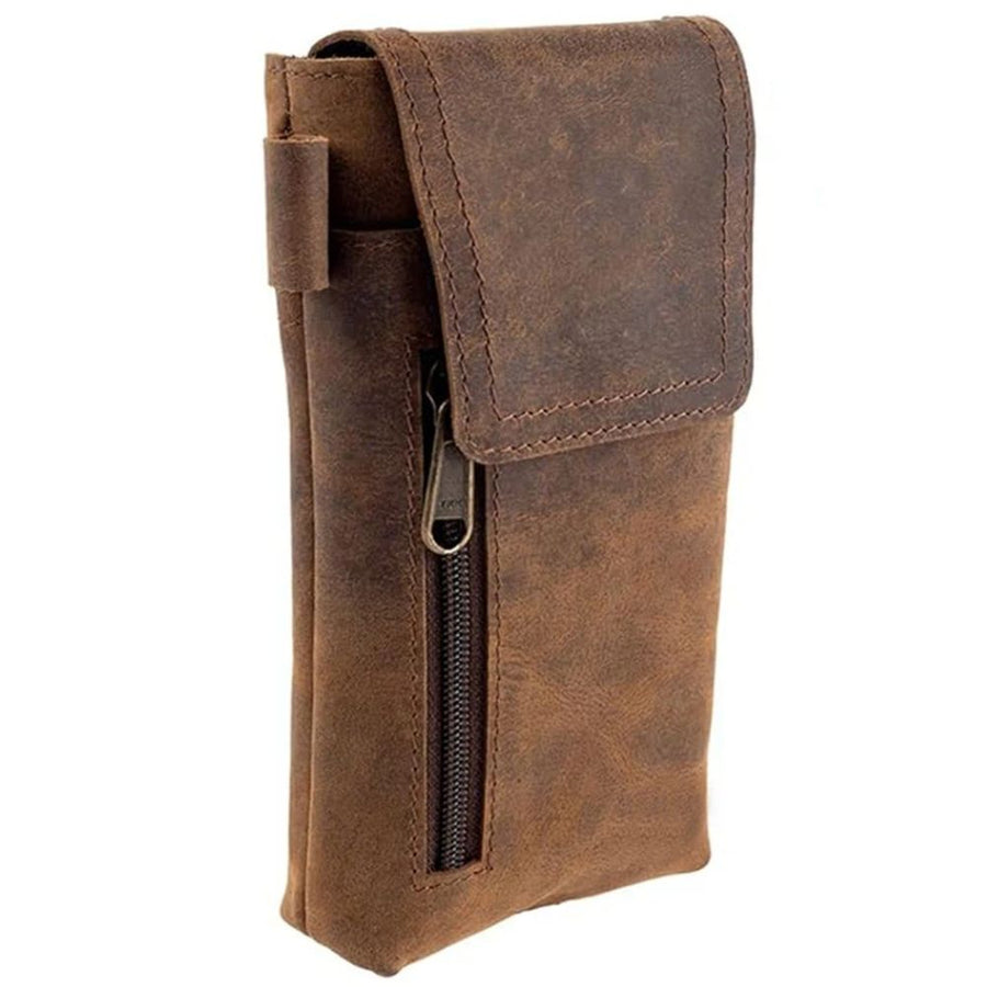 Phone Holster Case with Belt Clip Genuine Leather Belt Pouch Cell Phone Holder Fit, Universal Case (Retro Brown)