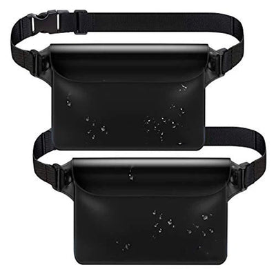 2 pack Waterproof Fanny Pack with Triple Zip Lock, Submersible Up Dry Bag Pouch, Touchscreen Phone Case for Beach, Cruise, Swimming & Kayaking Essentials