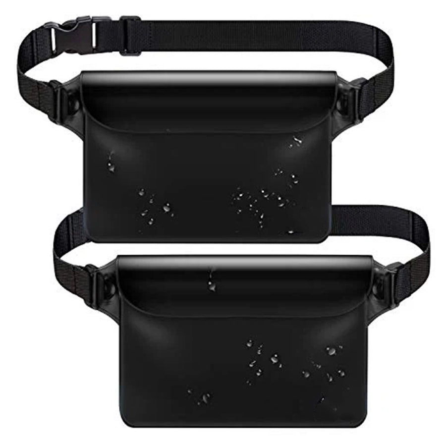 2 pack Waterproof Fanny Pack with Triple Zip Lock, Submersible Up Dry Bag Pouch, Touchscreen Phone Case for Beach, Cruise, Swimming & Kayaking Essentials