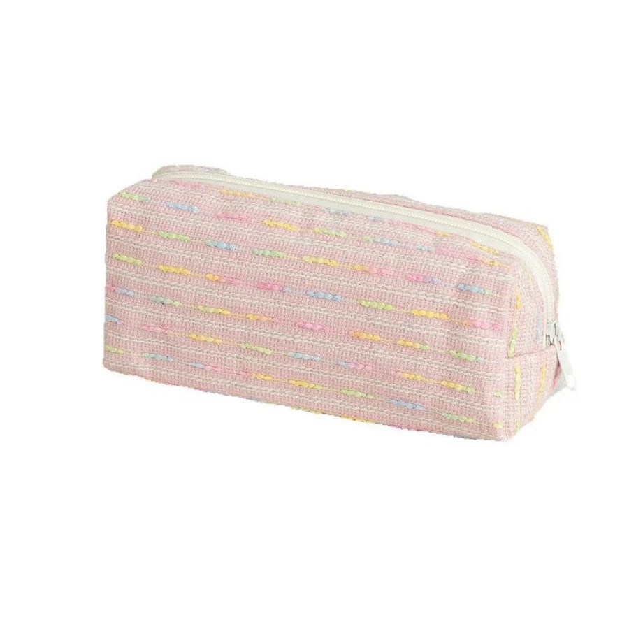 Luxury Pen cases, Fashion pen case, Medium pencil case organizer, Big Capacity pencil pouch, with versatile colorful lines and large capacity storage bag(Pink,Only pencil case)