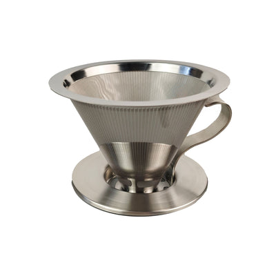 Pour Over Coffee Dripper,Double Mesh Stainless Steel Filter,Paperless Strainer Reusable Cone Coffee Filter With Handle