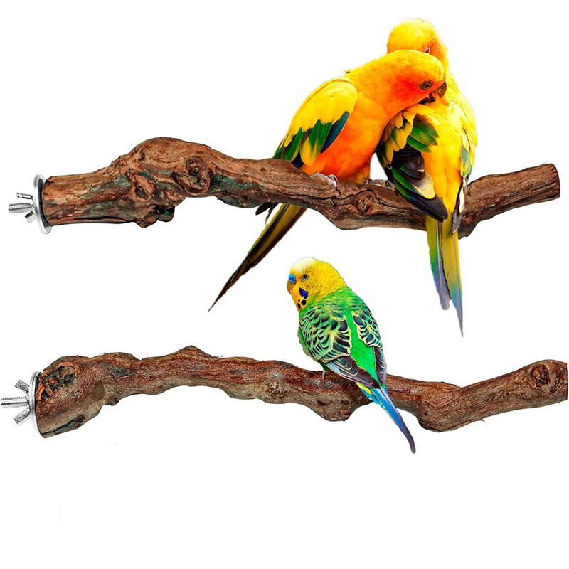 2 natural wooden bird perch racks, birdcage wooden bird rack tree perch, used for bird parrots and macaws (25cm)