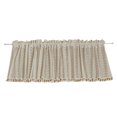 Curtain Valance for Kitchen Cafe, Short Boho Sheer Lace Crochet Curtain Knitting with Handmade  Tassels for Dinning Room, Vintage Chic Home Decor 100*50cm