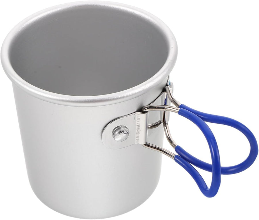 Durable Travel Cup with Foldable Handle Lightweight and Portable for Outdoor Activities Hiking Fishing and Backpacking（Blue handle）