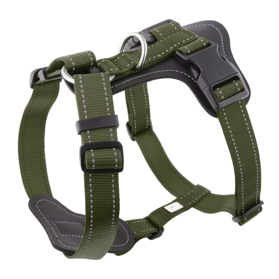 Dog Harness , Soft Mesh cortex Padded Adjustable for Small Medium Large Dogs | Reflective Easy Walk Harness with Front Clip for Training, Running & Outdoor (Green, L)