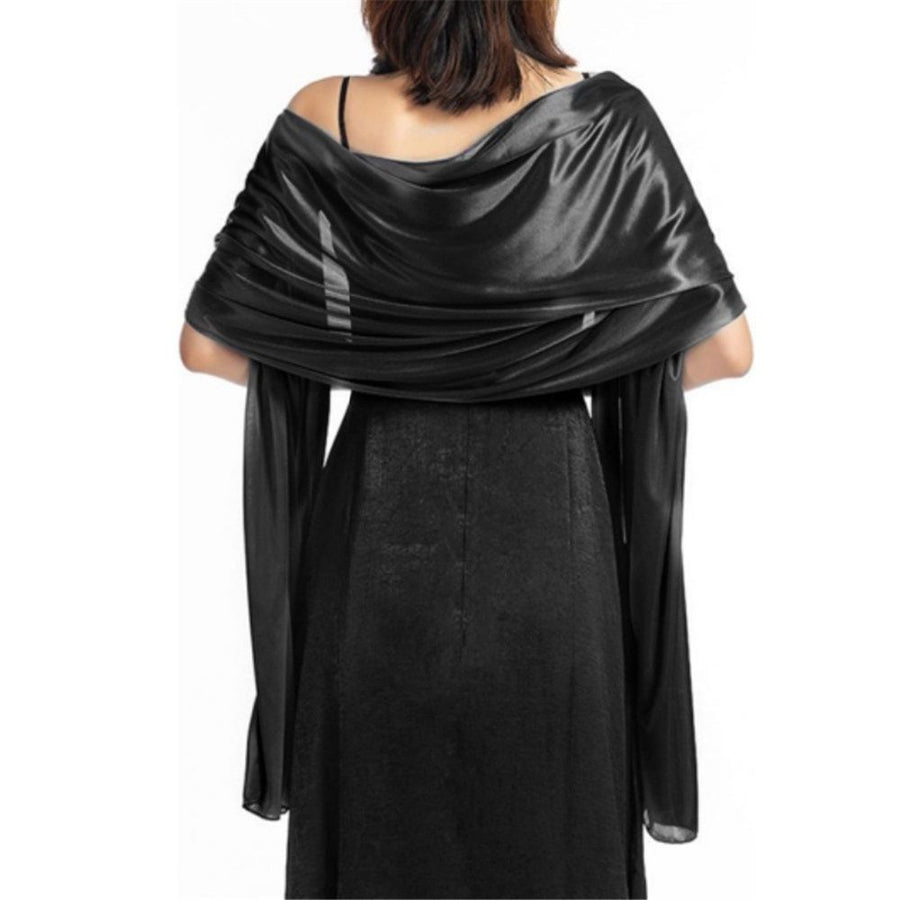 Shawls and Wraps for Evening Dresses Satin Women Long Scarf Wedding Guest Shawl, Silk Formal Shawls for Women Dressy（Black 65*180cm）