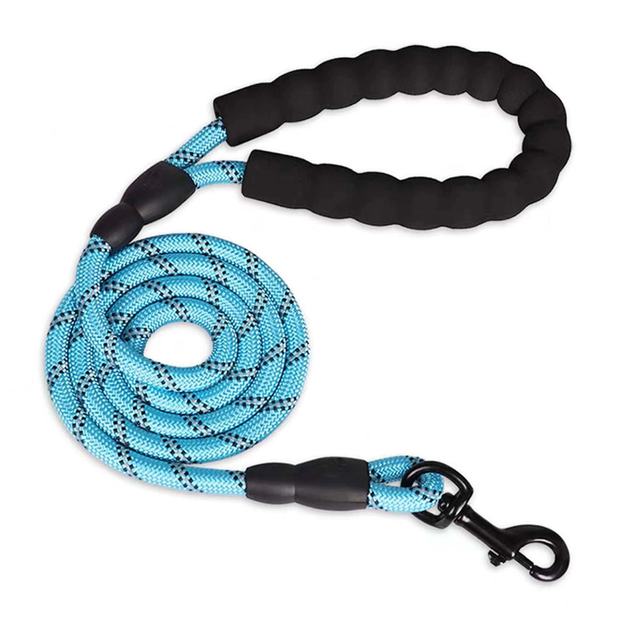 Check Cord with Swivel Lockable Hook and Comfortable Padded Handle for Dog Leash for Small Medium  Walking Training Hiking Camping Playing（1.2m*1.0cm Blue）