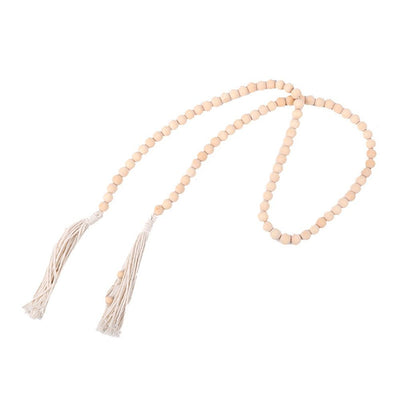 Set of 2 Farmhouse Beaded Wood Curtain Tiebacks with Tassels Housewarming Gift Window Curtain Holdbacks Tie Band for Drapes Home Party Décor Accessories