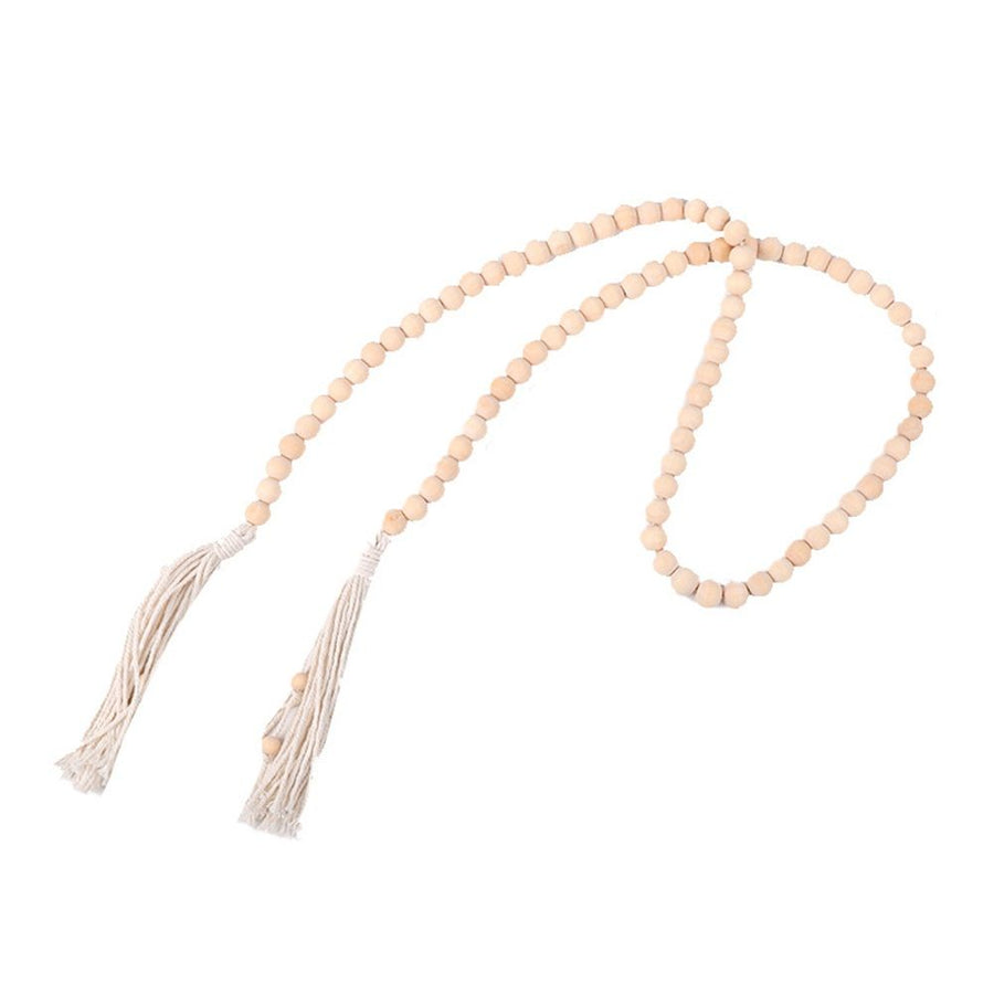 Set of 2 Farmhouse Beaded Wood Curtain Tiebacks with Tassels Housewarming Gift Window Curtain Holdbacks Tie Band for Drapes Home Party Décor Accessories