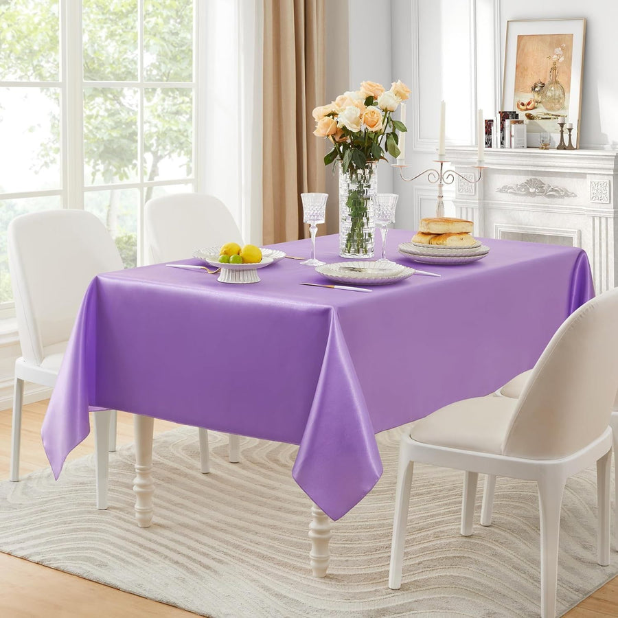 Rectangular Satin Tablecloth - , Rectangle Shiny Satin Table Linens for Rectangular TablesParty Christmas Birthday Hotel Wedding Decoration Restaurant（152*213cm/60*84inch Purple）