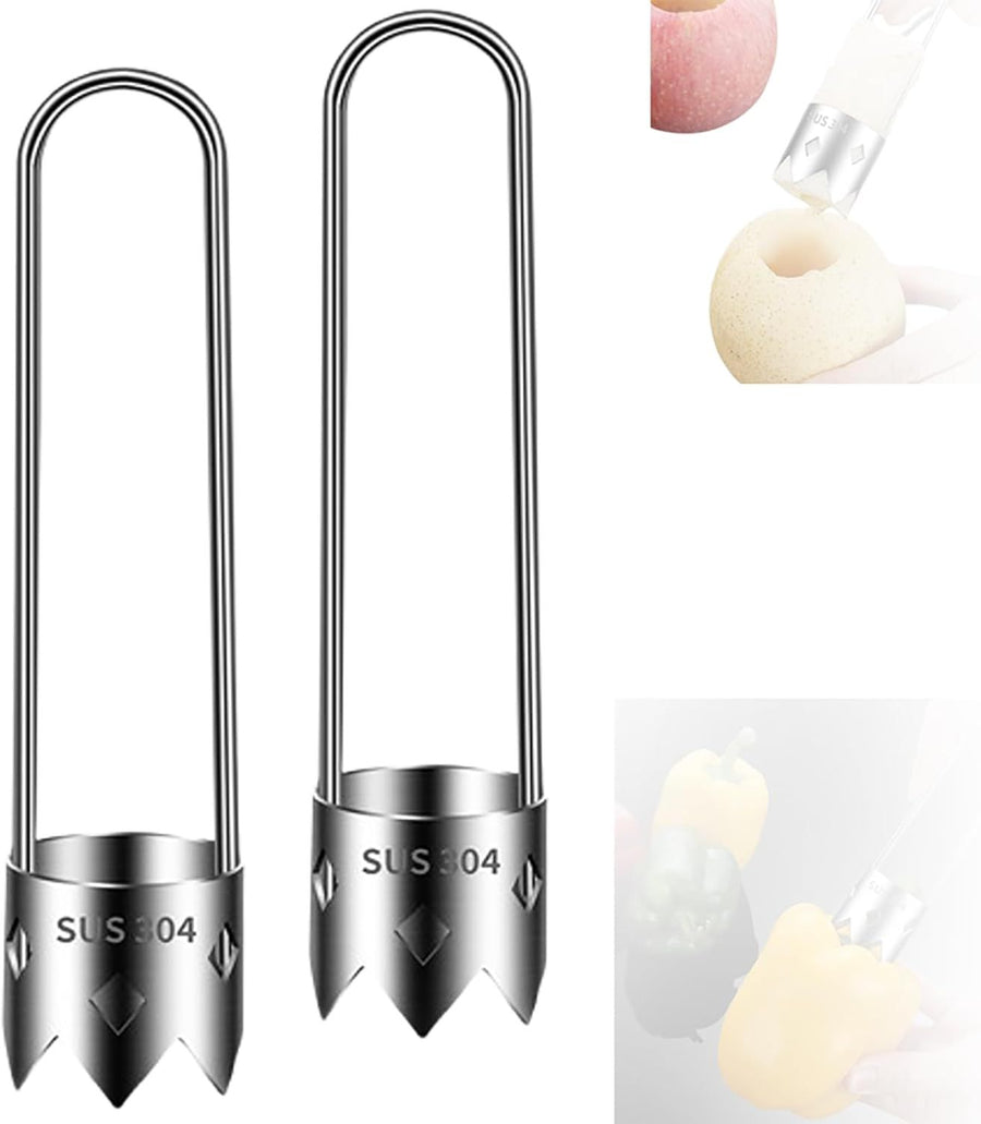 2pcs Fruit Core Remover - Stainless Corer - Cabbage Onion Cucumber Corers - Steel Seed Removal  of U-shaped core extractor
