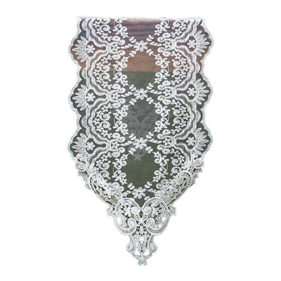 Rectangle Table Runner Lace  Embroidered Table Runners with Exquisite Vintage Shabby Chic for Holiday Wedding Long Dinner Tables (White, 26*70cm )