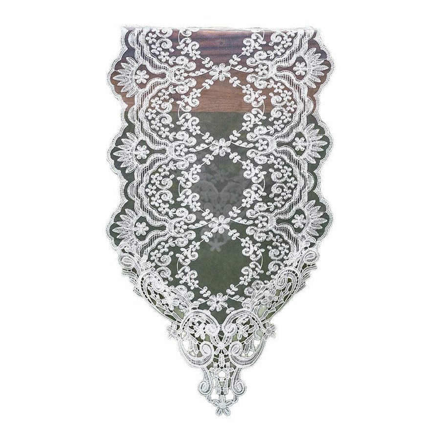 Rectangle Table Runner Lace  Embroidered Table Runners with Exquisite Vintage Shabby Chic for Holiday Wedding Long Dinner Tables (White, 26*70cm )